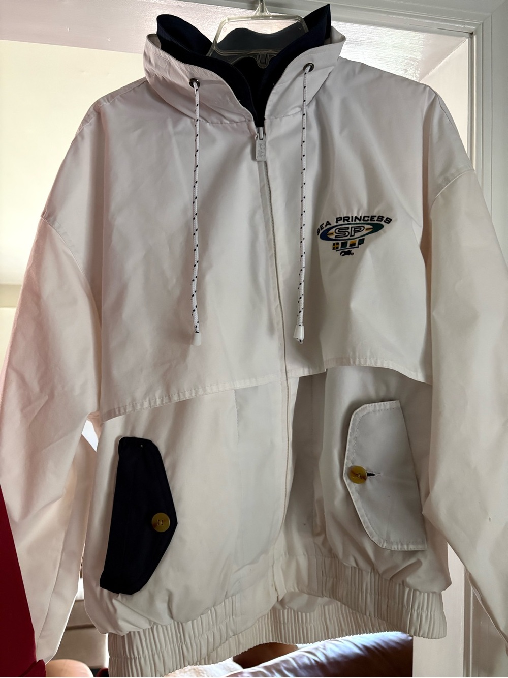 Vintage Grand Princess Cruises Double Collar Windbreaker Jacket White L VTG 90s